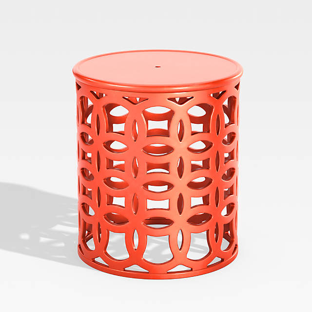 Lattice Circles Large Orange Outdoor Patio Side Table Reviews Crate And Barrel Canada - White Outdoor Patio Side Tables