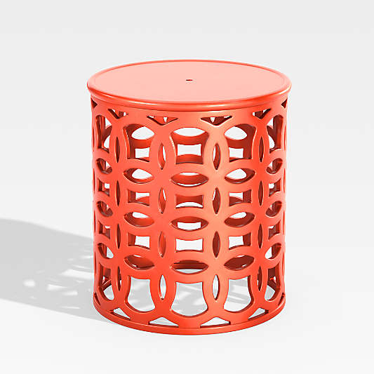 Lattice Circles Large Orange Outdoor Side Table