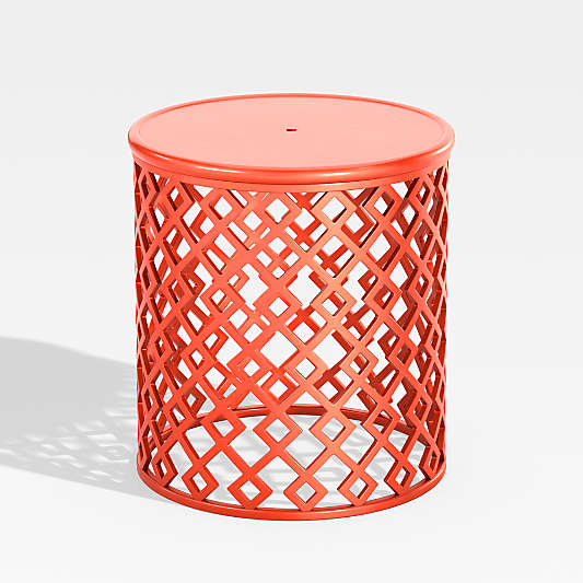 Lattice Diamonds Small Orange Outdoor Side Table