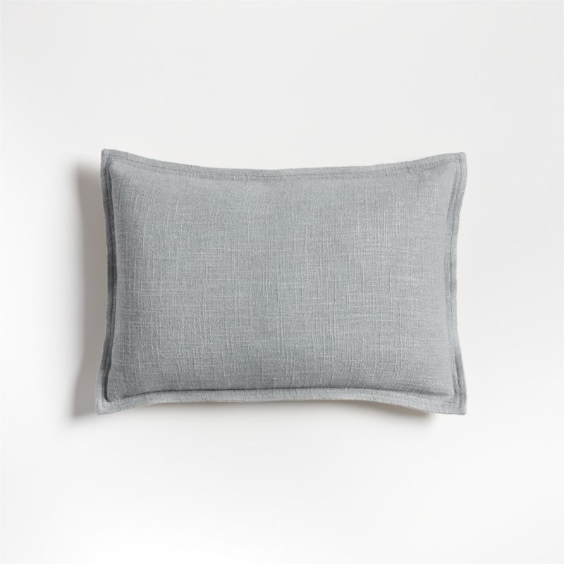 Organic Laundered Linen 18"x12" Quarry Blue Throw Pillow Cover