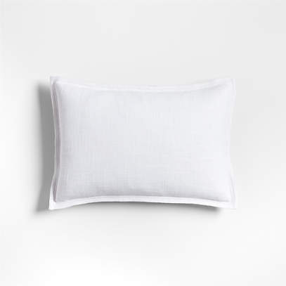 Organic Laundered Linen 18x12 White Throw Pillow with Down