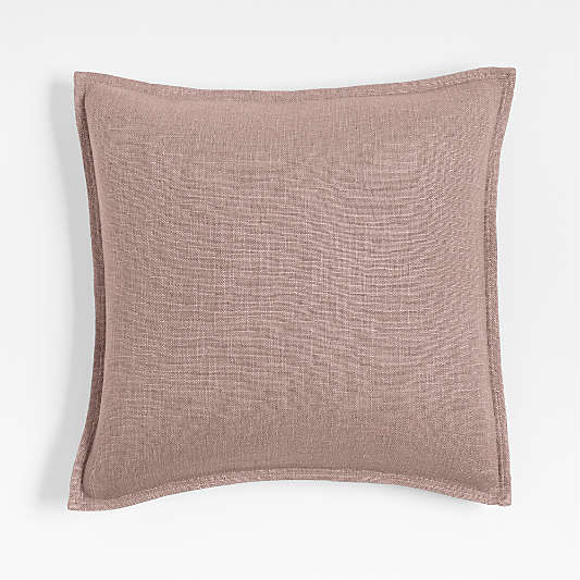 Organic Laundered Linen 20"x20" Moody Mauve Throw Pillow with Down-Alternative Insert