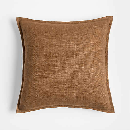 Maple Brown 20"x20" Organic Laundered Linen Throw Pillow