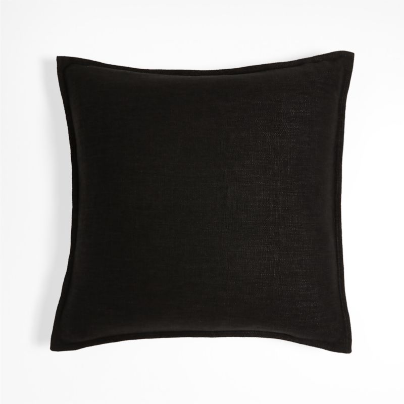 Ink Black 20'' Organic Laundered Linen Pillow Cover