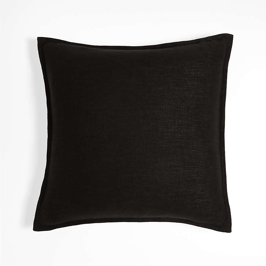 Ink Black 20'' Organic Laundered Linen Pillow Cover + Reviews Crate