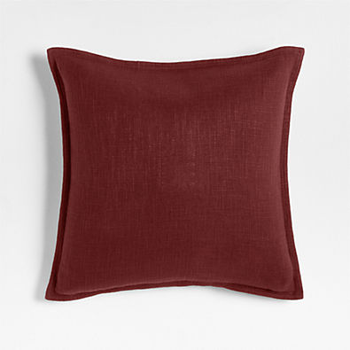View Chestnut Red 20"x20" Organic Laundered Linen Throw Pillow Cover details