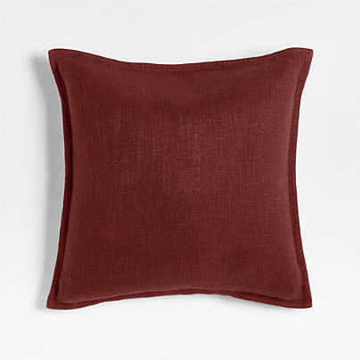 Chestnut Red 20x20 Organic Laundered Linen Throw Pillow with Feather Insert
