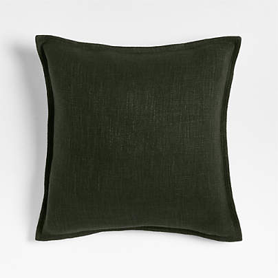 Ficus Green 20x20 Organic Laundered Linen Throw Pillow with Feather Insert
