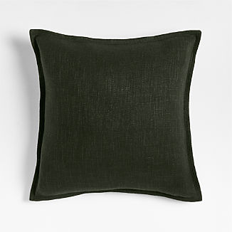 Ficus Green 20x20 Organic Laundered Linen Throw Pillow with Down-Alternative Insert