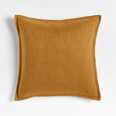 Moroccan Ocher 20x20 Organic Laundered Linen Throw Pillow Cover