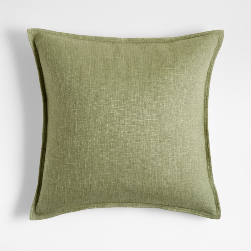 Moss 20x20 Washed Organic Cotton Velvet Throw Pillow Cover +