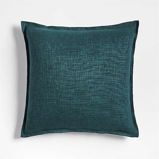 Sea Green Organic Laundered Linen 20''x20" Throw Pillow Cover