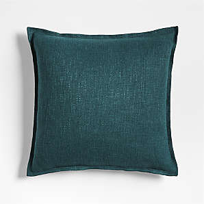 Tuck Neutral Linen Modern Throw Pillow with Down-Alternative