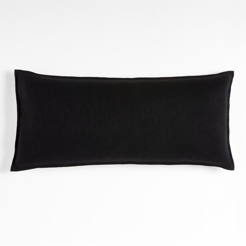 Ink Black 36''x16'' Laundered Linen Pillow Cover + Reviews | Crate & Barrel