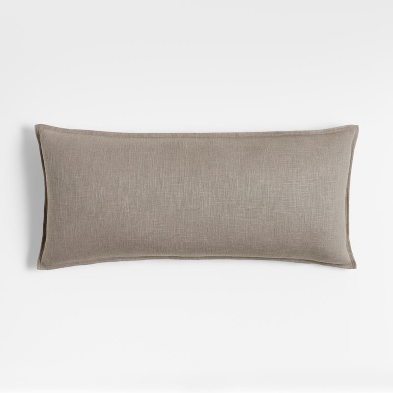 Dark Grey 36"x16" Laundered Linen Throw Pillow Cover