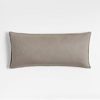 View Dark Grey 36"x16" Laundered Linen Throw Pillow with Feather Insert details