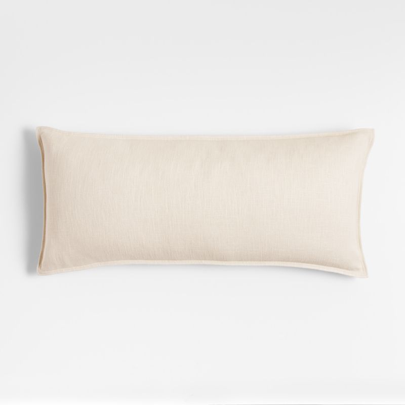 Ivory 36"x16" Organic Laundered Linen Throw Pillow with Feather Insert