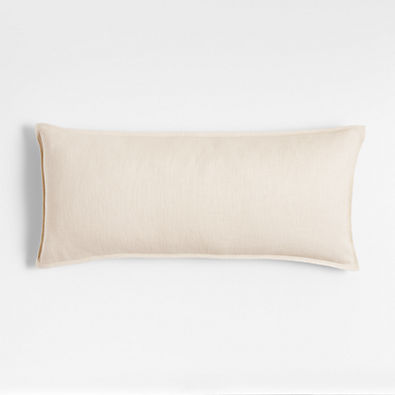 View Ivory 36"x16" Laundered Linen Throw Pillow with Feather Insert details