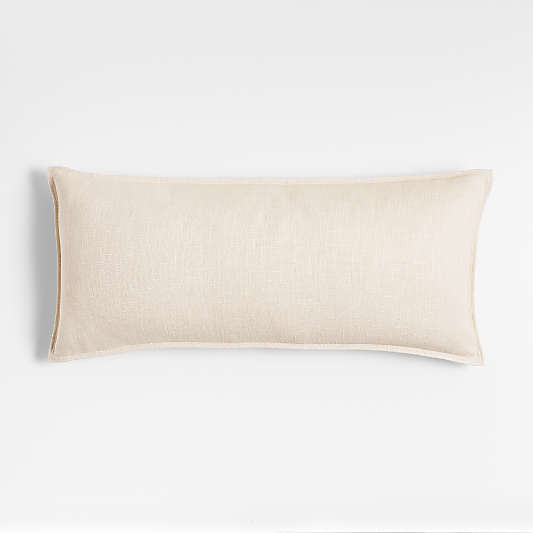 Ivory 36"x16" Organic Laundered Linen Throw Pillow with Feather Insert