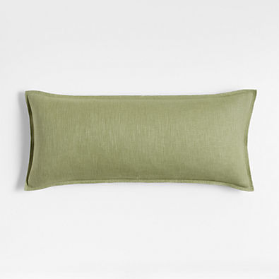 View Sage 36"x16" Laundered Linen Throw Pillow with Feather Insert details
