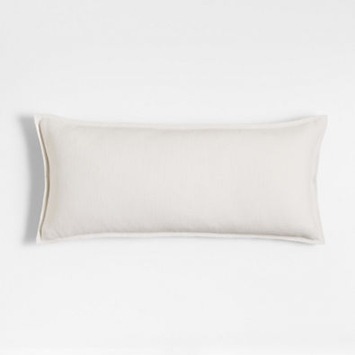 View White 36"x16" Laundered Linen Throw Pillow Cover details