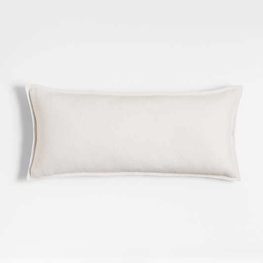 White 36"x16" Organic Laundered Linen Pillow Cover