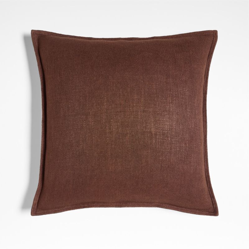 Auburn Brown Laundered Linen 20"x20" Throw Pillow Cover