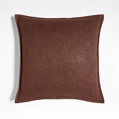 Auburn Brown Laundered Linen 20"x20" Throw Pillow Cover