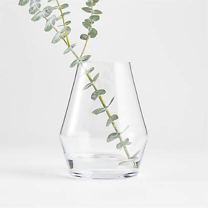 Laurel Angled Clear Glass Vase 6.25"