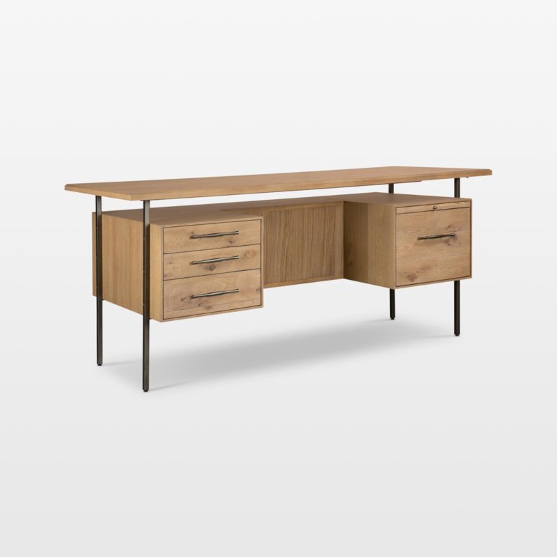 Sedgwick Solid Oak Wood Desk with Storage - image 3 of 12