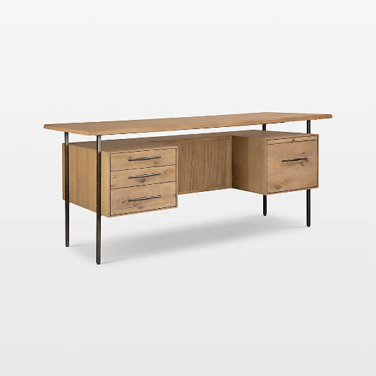 Sedgwick Solid Oak Wood Desk with Storage