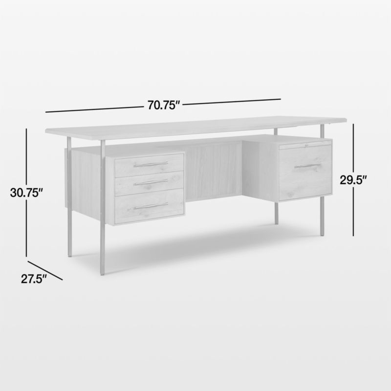 View Sedgwick Solid Oak Wood Desk with Storage - image 2 of 12