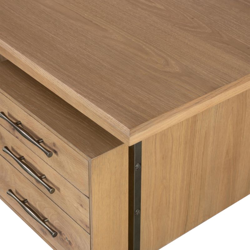 Sedgwick Solid Oak Wood Desk with Storage - image 7 of 12