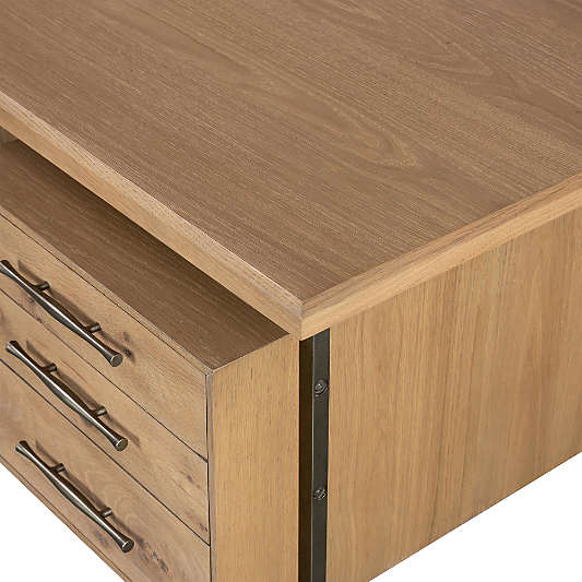 Sedgwick Solid Oak Wood Desk with Storage