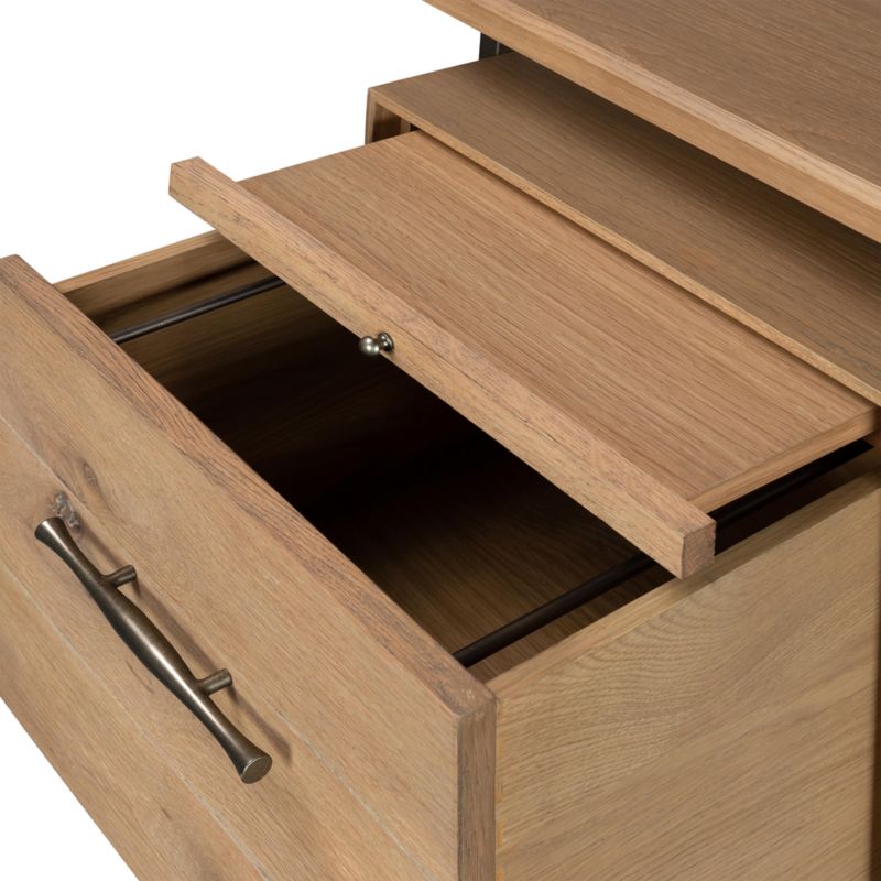 Sedgwick Solid Oak Wood Desk with Storage - image 6 of 12