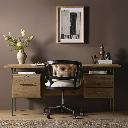 Sedgwick Solid Oak Wood Desk with Storage