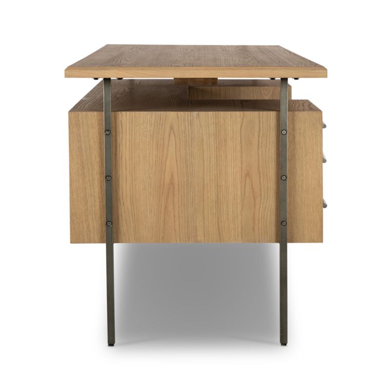 Sedgwick Solid Oak Wood Desk with Storage - image 4 of 12