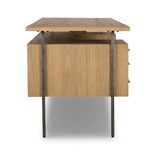 Sedgwick Solid Oak Wood Desk with Storage