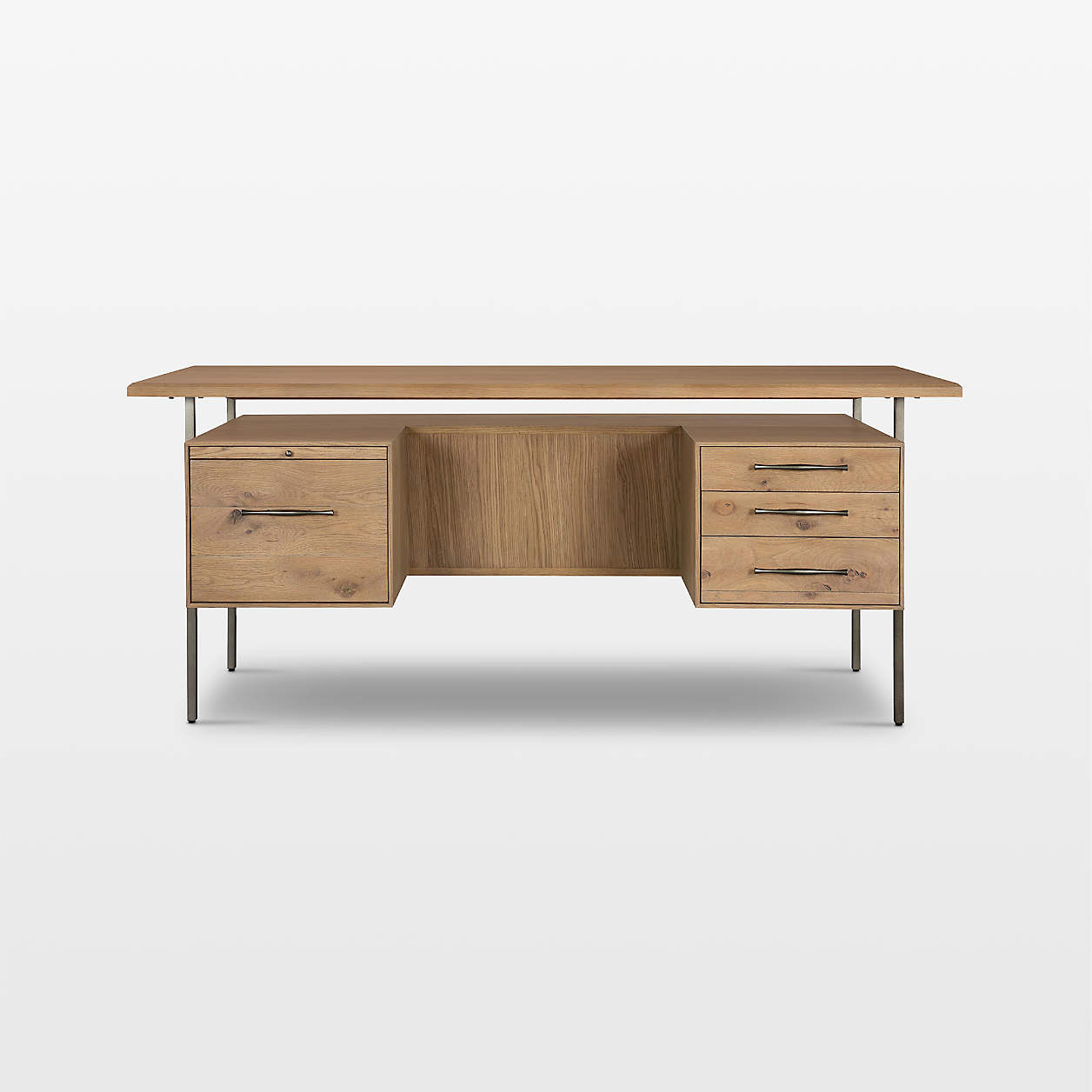 Sedgwick Solid Oak Wood Desk with Storage + Reviews Crate & Barrel