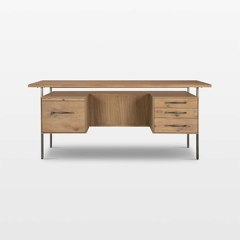 Sedgwick Solid Oak Wood Desk with Storage