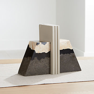 View Lava Resin Stone Bookends, Set of 2 details