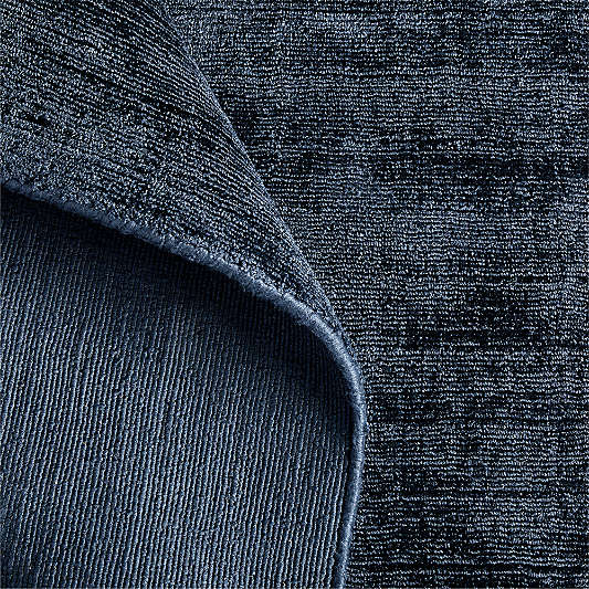 Laval Viscose Handwoven Solid Blue Area Rug