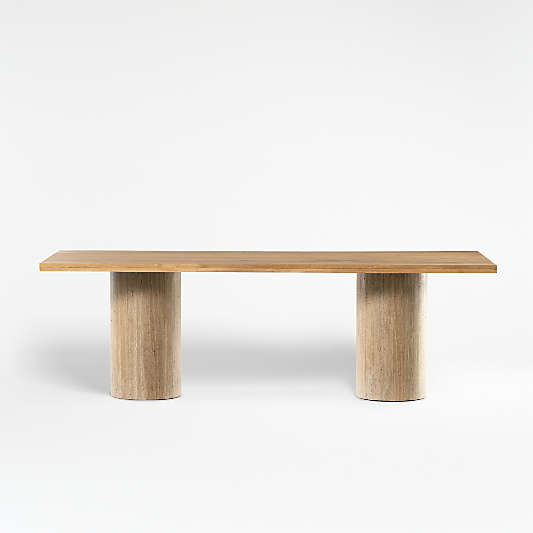 Layne Natural Oak and Travertine Dining Table