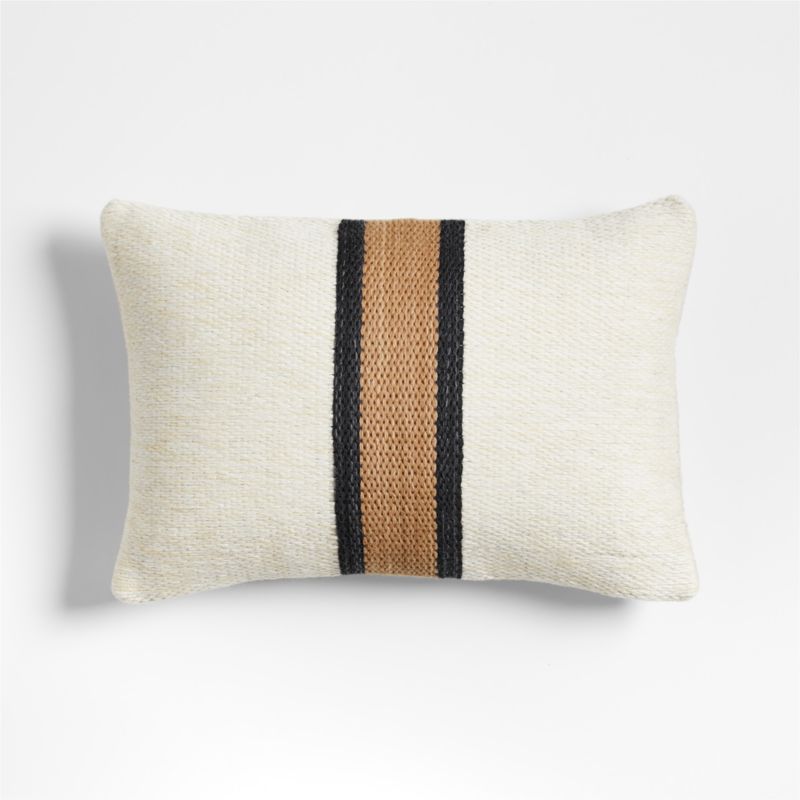 Lazio Woven Kilim Stripe 22"x15" Ink Black and Brulee Brown Throw Pillow Cover - image 0 of 4