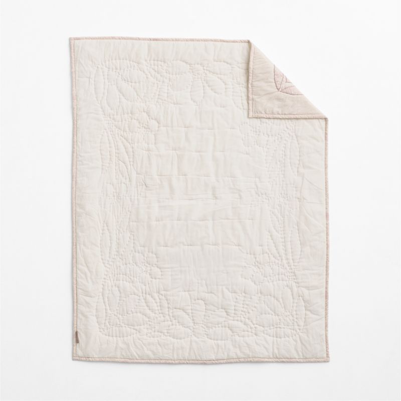 Lucille Floral Applique Hushed Violet Organic Cotton Baby Crib Quilt - image 4 of 6