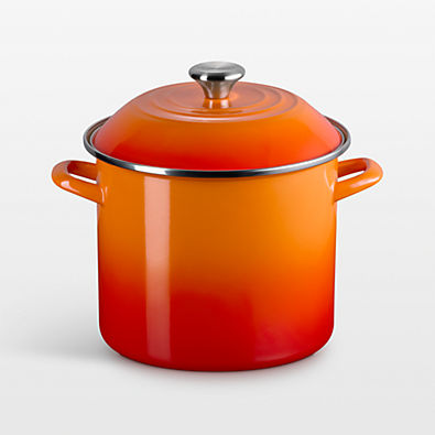 View Le Creuset ® 10-Qt. Flame Enameled Stockpot with Stainless Steel Knob details