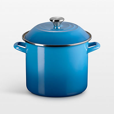 View Le Creuset ® 10-Qt. Marseille Enameled Stockpot with Stainless Steel Knob details