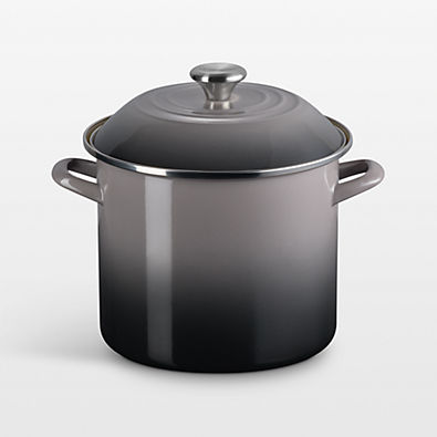 View Le Creuset ® 10-Qt. Oyster Enameled Stockpot with Stainless Steel Knob details