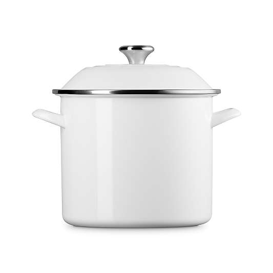 Le Creuset ® 10-Qt. White Enameled Stockpot with Stainless Steel Knob