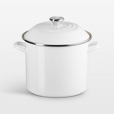 View Le Creuset ® 10-Qt. White Enameled Stockpot with Stainless Steel Knob details